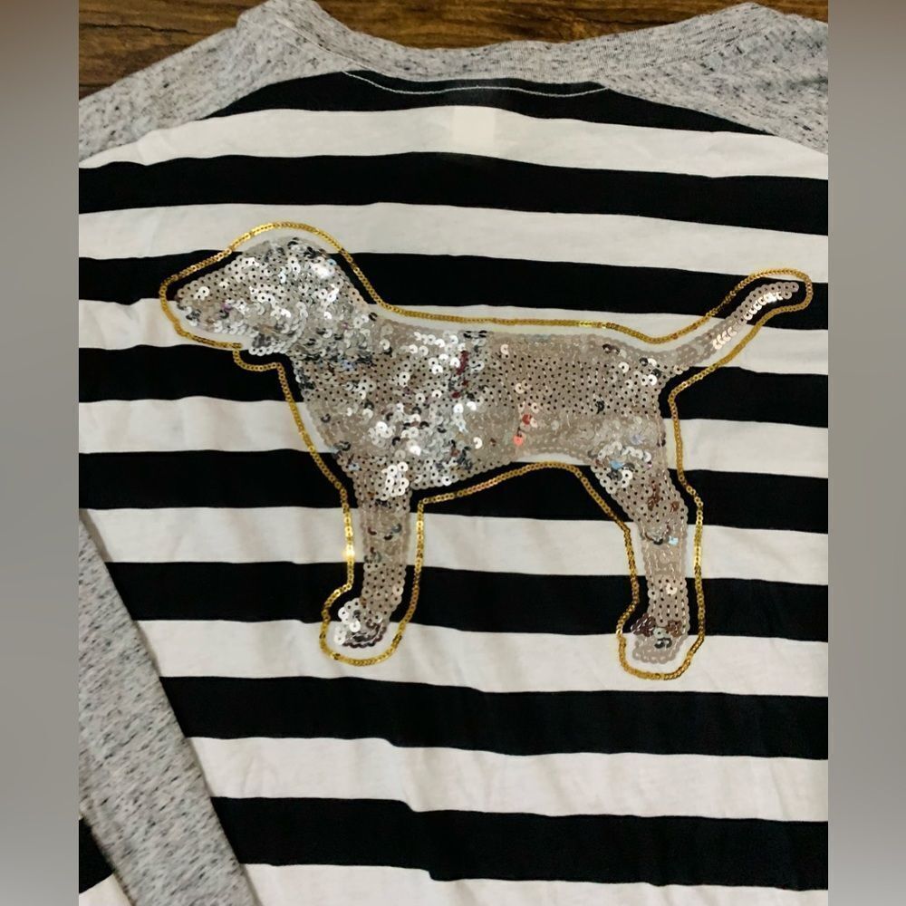 PINK VS STRIPE BLING DOG SHIRT / YOGA LEGGINGS OUTFIT SET L - Picture 4 of 12